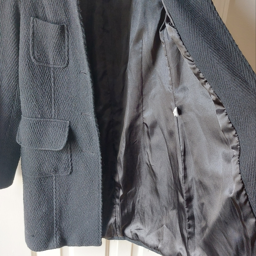 Mossimo - Black Wool Tweed Trench Coat - Picture 9 of 13